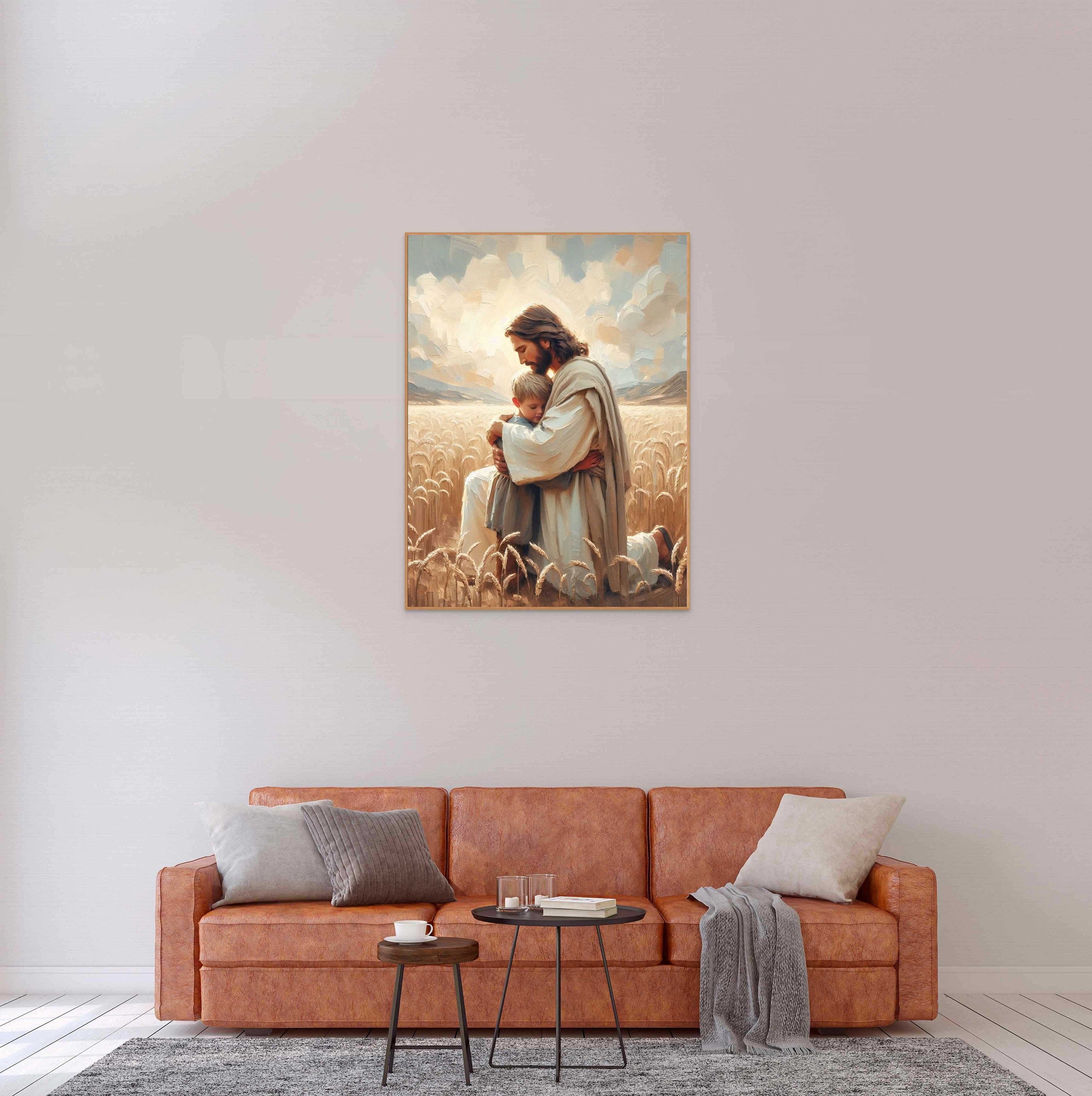 Loved By Jesus Poster, Jesus and Boy Poster, Christian Art for Kids, Jesus with Children Art, Bible Art Poster